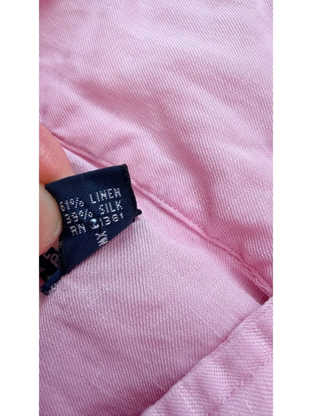 Polo By Ralph Lauren Mens L Pink Linen-Silk Blend Short Sleeve Button-Up Shirt - Picture 5 of 13